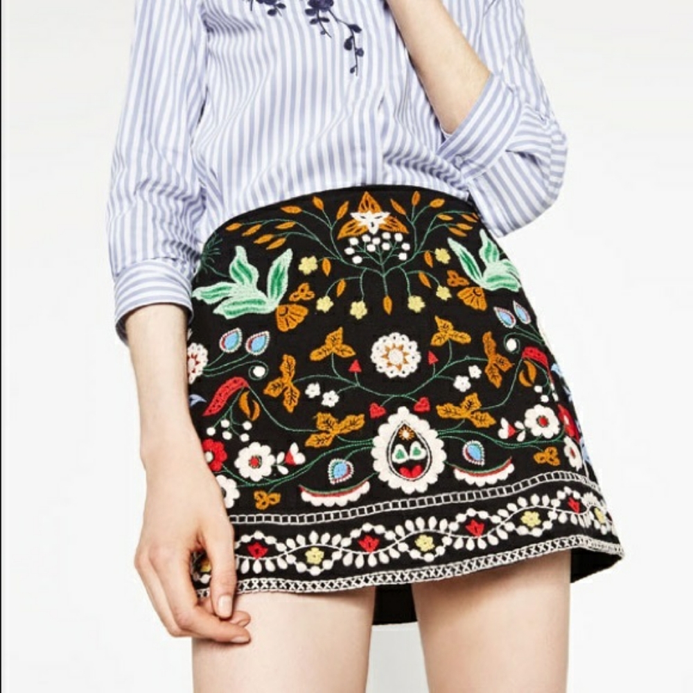 Zara embroidered skirt